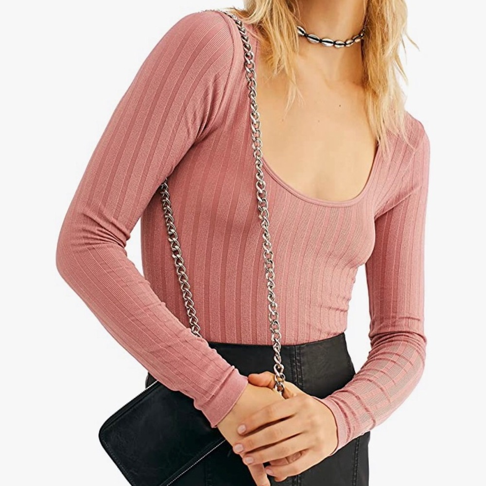 Free People Intimately Lucky You Layering Ribbed Top  Size M/L NWOT Copper